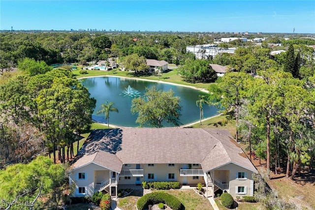 bird's eye view featuring a water view