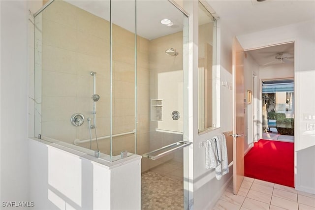 bathroom featuring a shower stall