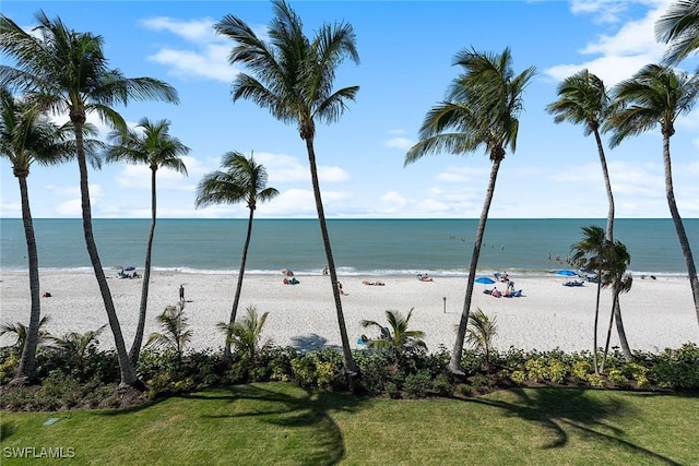 property view of water with a beach view