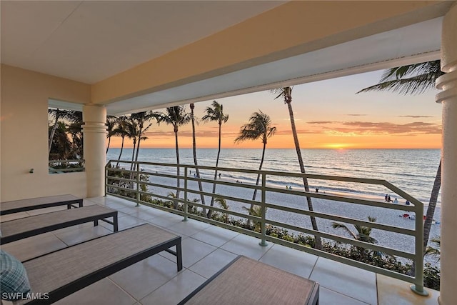 view of patio / terrace with a water view