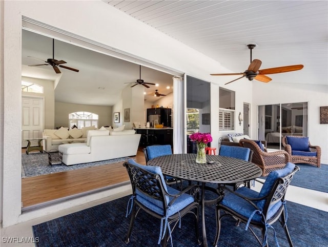 interior space featuring lofted ceiling