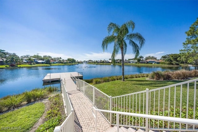 property view of water featuring a floating dock