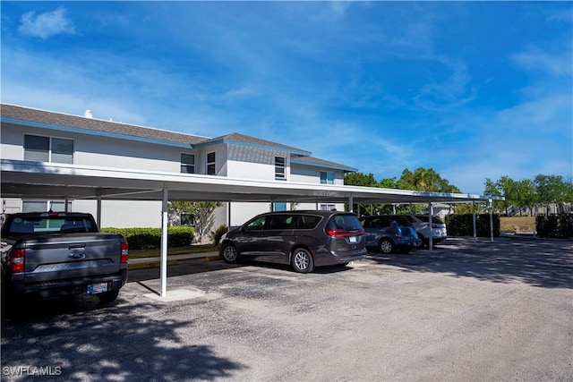 view of covered parking lot