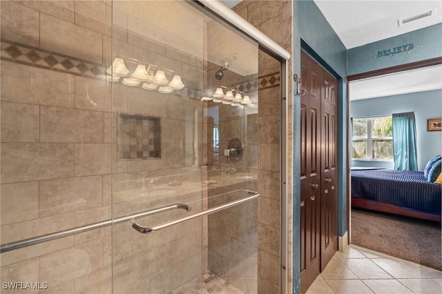 full bath featuring a stall shower, ensuite bath, and visible vents