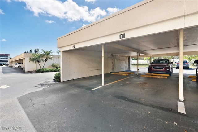 view of covered parking lot