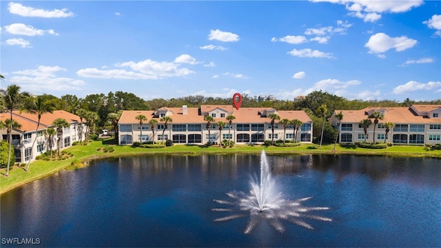 view of water feature with a residential view