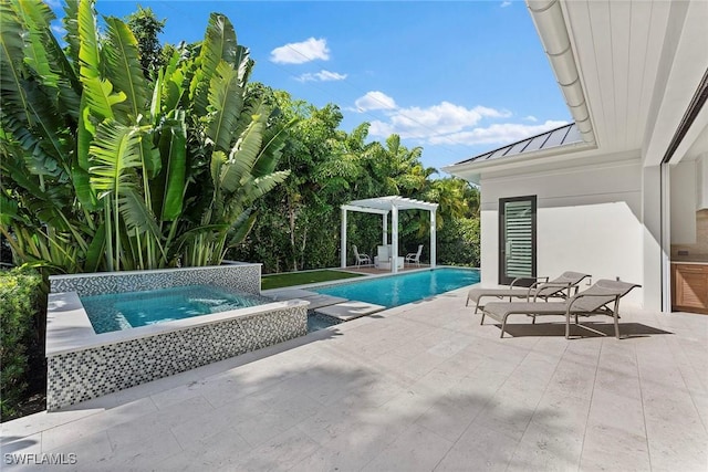 pool with a patio area and a pergola