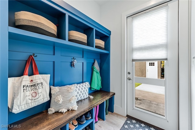 mudroom featuring light wood finished floors