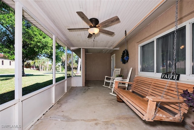 view of patio / terrace featuring a porch and ceiling fan