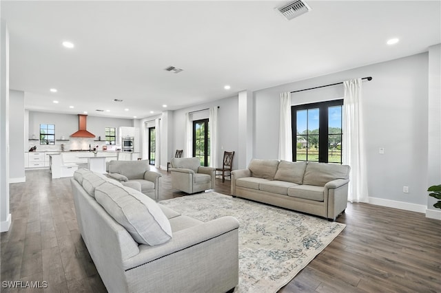 1474 Saint Clair Shores Rd, Naples, FL 34104 - living area featuring recessed lighting, dark wood-type flooring, and french doors