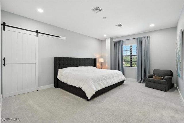 1474 Saint Clair Shores Rd, Naples, FL 34104 - bedroom with a barn door, carpet flooring, and recessed lighting