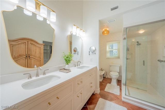 bathroom featuring a sink, visible vents, a bidet, and tile patterned flooring