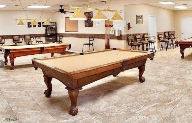3650 Sunland Ln, Estero, FL 33928 - rec room featuring billiards and a ceiling fan