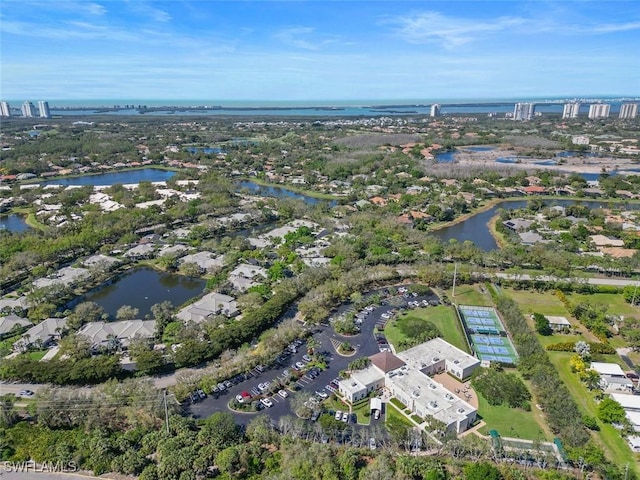 bird's eye view featuring a water view