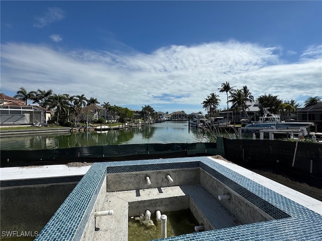 exterior space featuring a water view