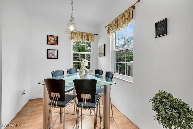 dining room with light wood-style floors