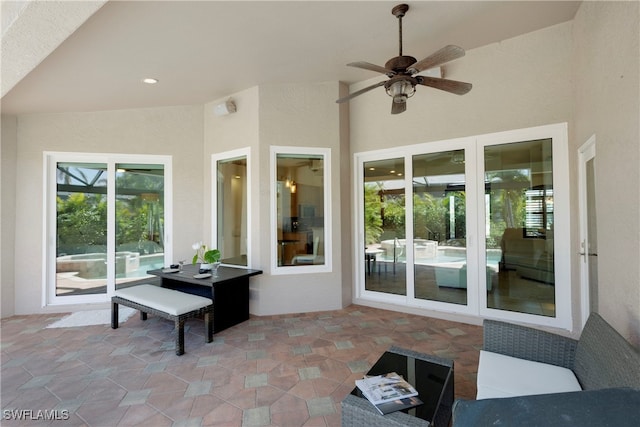 view of patio featuring a ceiling fan