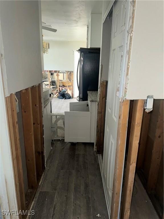 hallway with dark wood-style floors