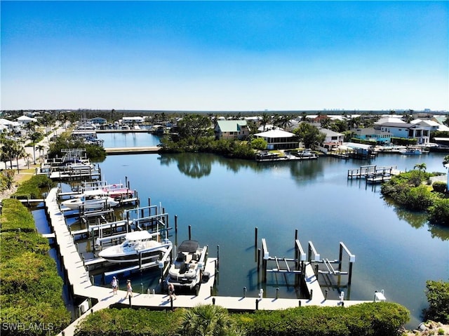 view of dock featuring a water view and boat lift