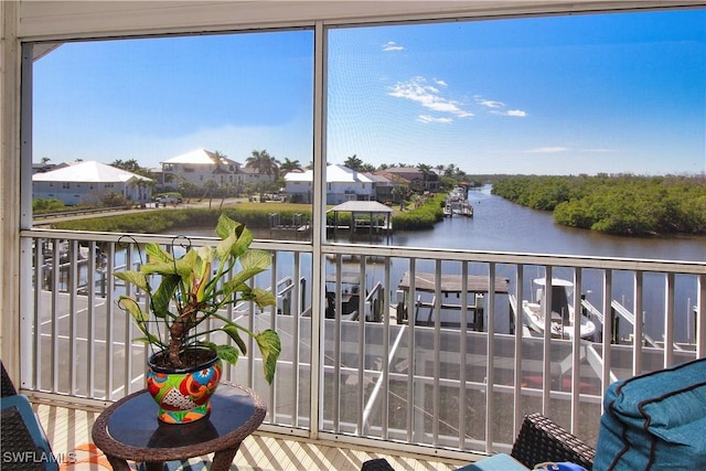 balcony with a water view