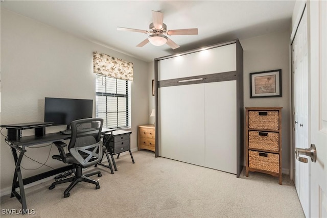 14127 Oviedo Pl, Fort Myers, FL 33905 - office featuring light carpet and ceiling fan