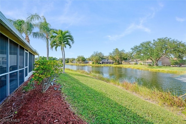 exterior space featuring a water view