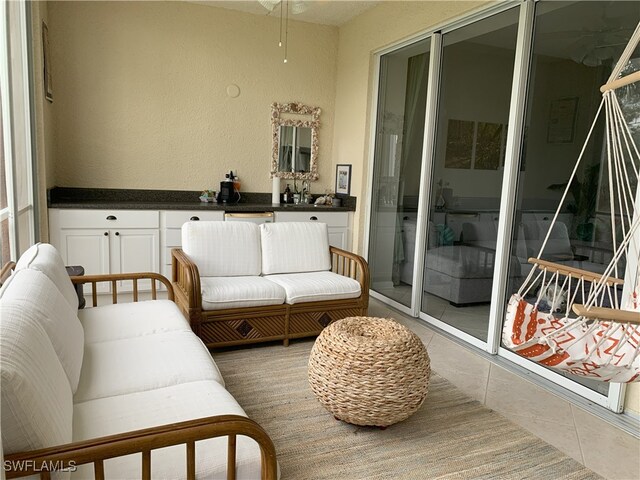 interior space with light tile patterned floors