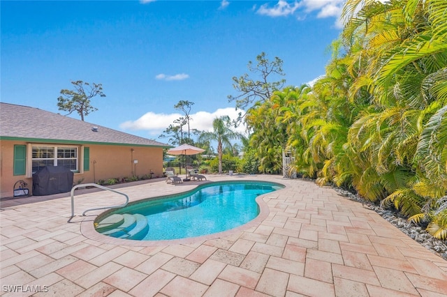 outdoor pool featuring a patio