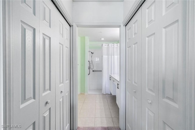 interior space with light tile patterned floors