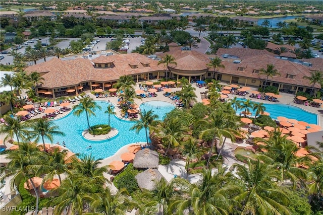 view of swimming pool with a patio area