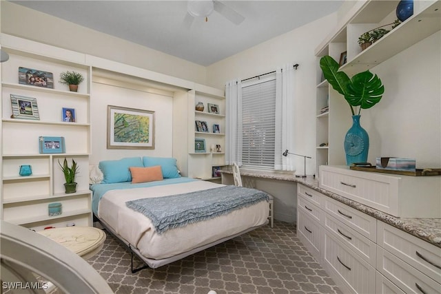 bedroom featuring ceiling fan