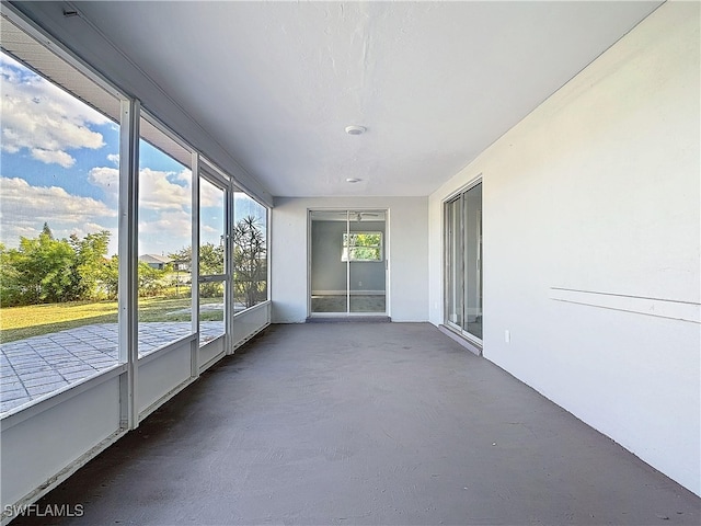 view of unfurnished sunroom