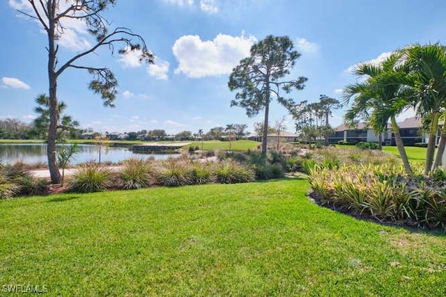 view of yard featuring a water view