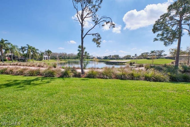 view of yard featuring a water view