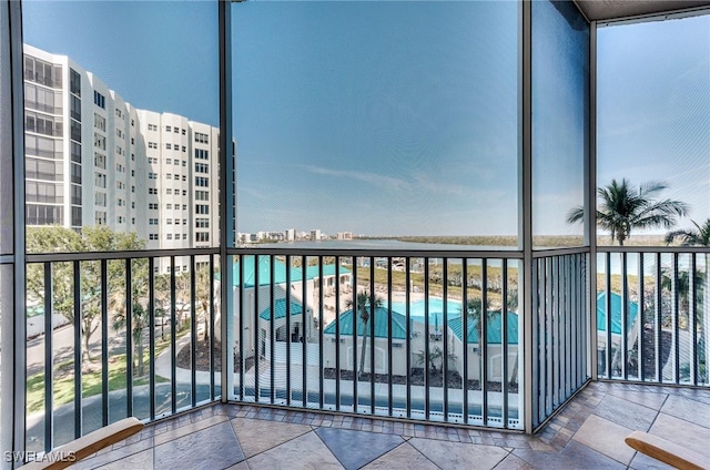 balcony with a view of city