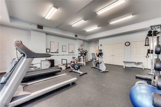 workout area with visible vents