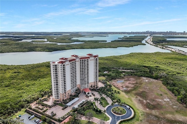 bird's eye view with a water view and a city view