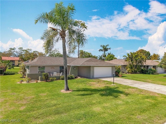 4364 Beechwood Lake Dr, Naples, FL 34112 - single story home with concrete driveway, a front yard, an attached garage, and stucco siding