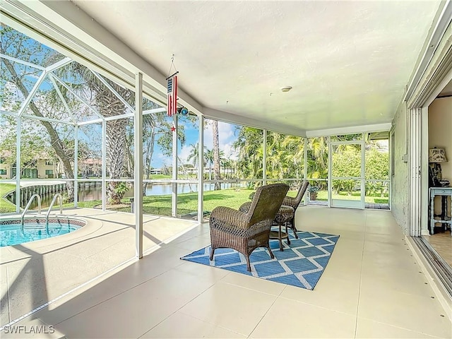 4364 Beechwood Lake Dr, Naples, FL 34112 - sunroom featuring a wealth of natural light and a water view