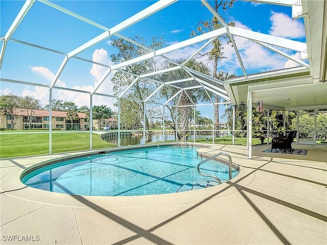 4364 Beechwood Lake Dr, Naples, FL 34112 - outdoor pool with a lanai, a patio area, and a yard