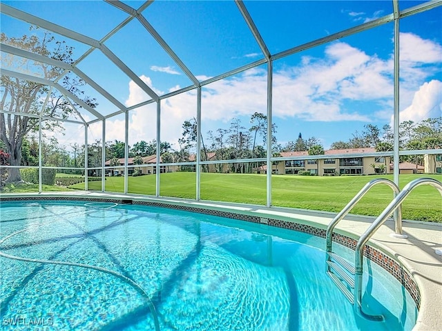 4364 Beechwood Lake Dr, Naples, FL 34112 - outdoor pool with a lanai and a lawn
