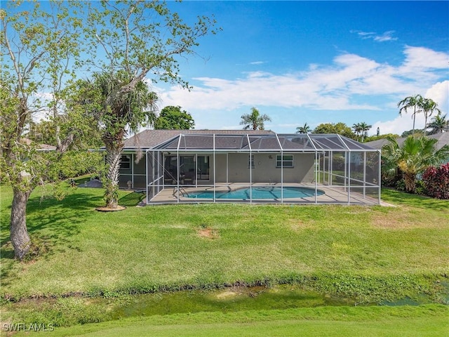 4364 Beechwood Lake Dr, Naples, FL 34112 - exterior space featuring glass enclosure and a lawn