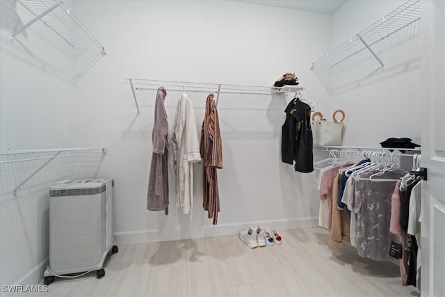 walk in closet featuring wood finished floors