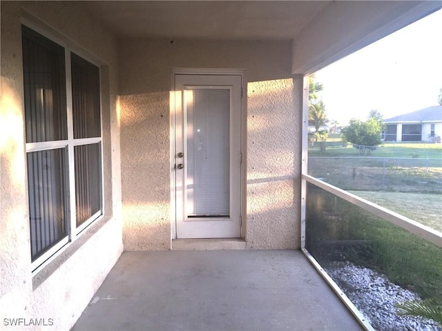 view of unfurnished sunroom