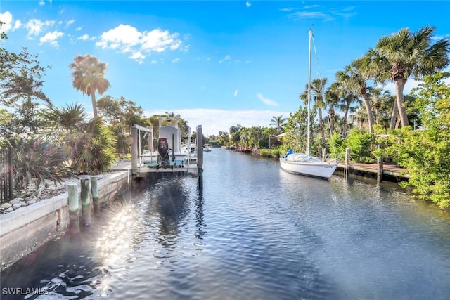 view of dock featuring a water view