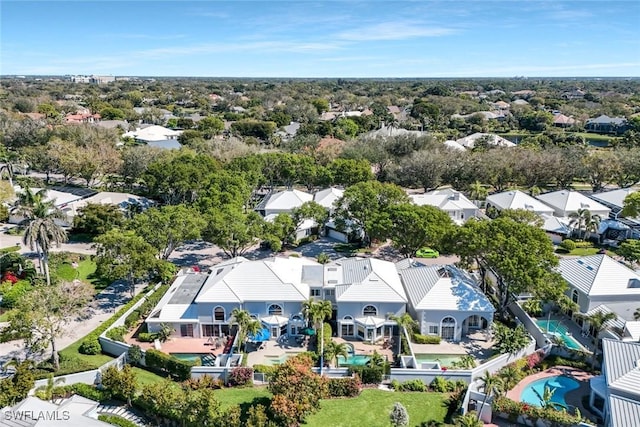 aerial view with a residential view