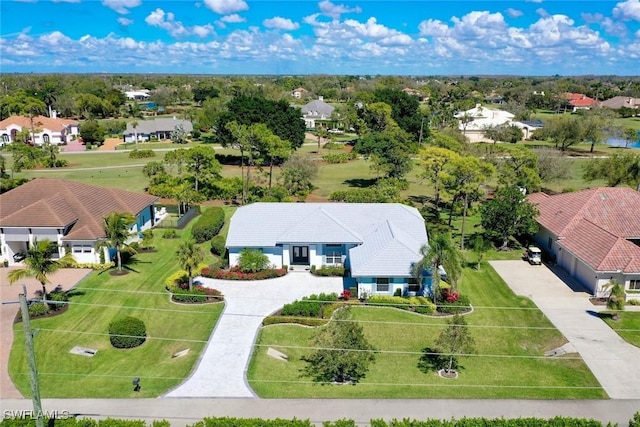 drone / aerial view with a residential view