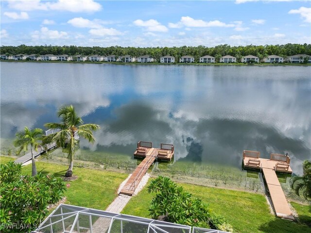 property view of water with a floating dock