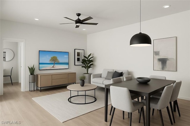 11211 Mahogany Run, Fort Myers, FL 33913 - dining space with wood finished floors, ceiling fan, and recessed lighting