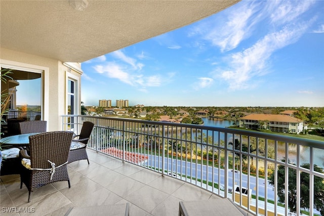 balcony with a water view